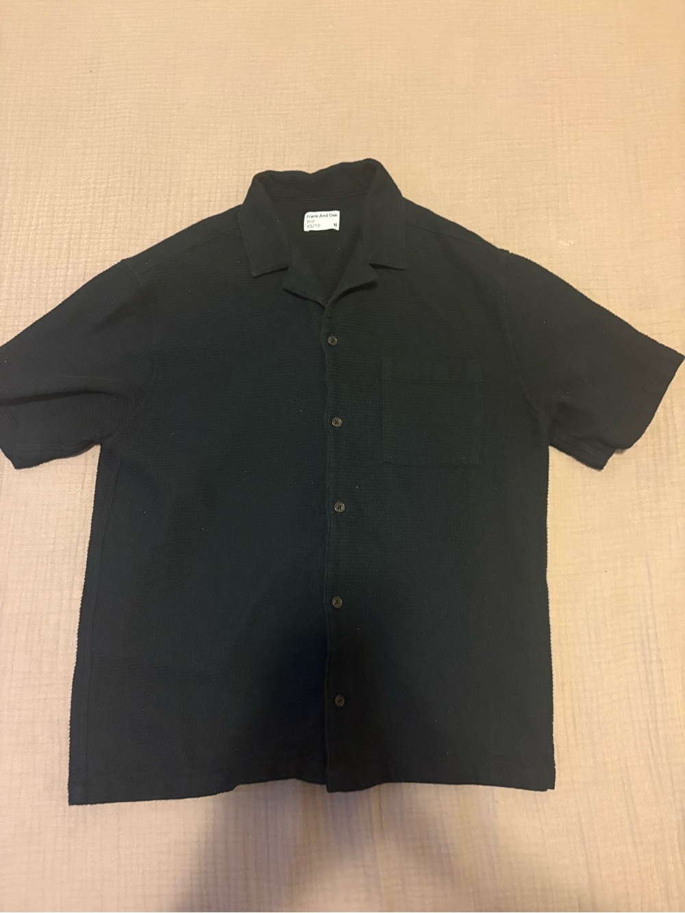 Frank and Oak Boxy Camp Collar Waffle Shirt
